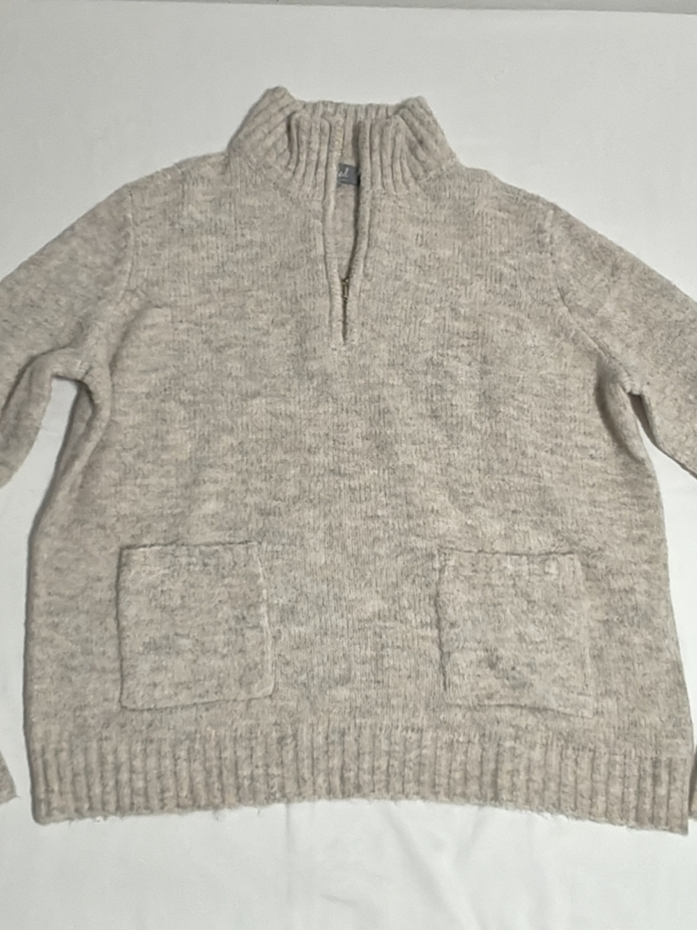 Marled Reunited Clothing Half-Zip Pullover Sweater - Beige